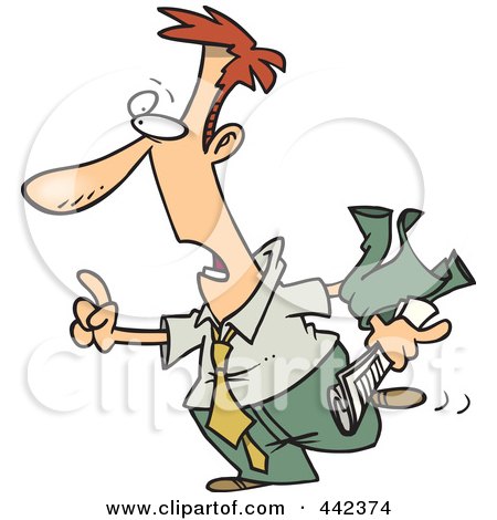 Royalty-Free (RF) Clip Art Illustration of a Cartoon Businessman Hailing A Taxi by toonaday