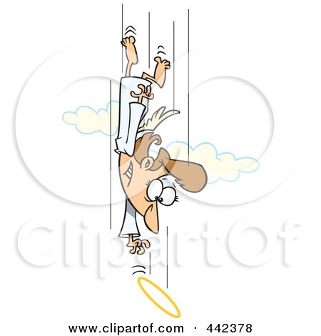 Royalty-Free (RF) Clip Art Illustration of a Cartoon Female Angel Chasing Her Halo by toonaday