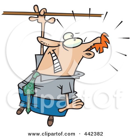 Royalty-Free (RF) Clip Art Illustration of a Cartoon Businessman Losing His Grip by toonaday