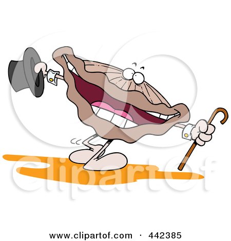 Royalty-Free (RF) Clip Art Illustration of a Cartoon Happy Clam Dancing by toonaday