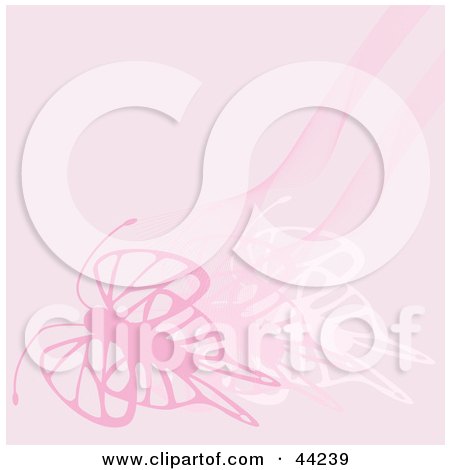 Clipart Illustration of a Website Background Of A Pink Butterfly Silhouette by kaycee