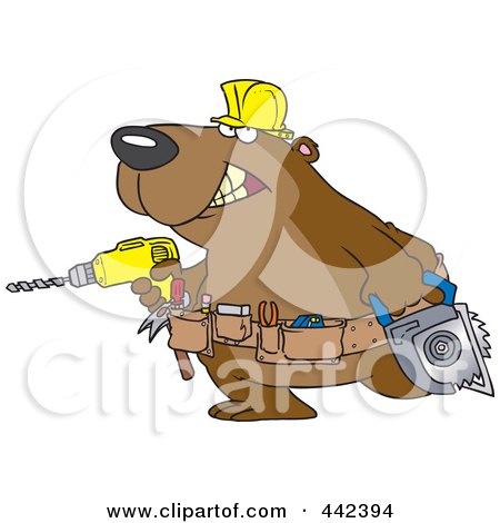 Royalty-Free (RF) Clip Art Illustration of a Cartoon Handy Bear With Tools by toonaday