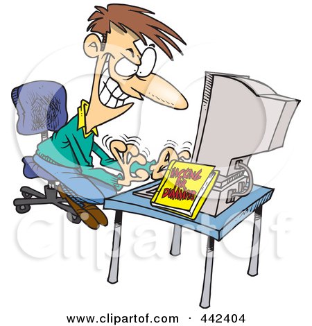 Royalty-Free (RF) Clip Art Illustration of a Cartoon Computer Hacking Man by toonaday