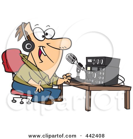 Royalty-Free (RF) Clip Art Illustration of a Cartoon Man Talking On Ham Radio by toonaday
