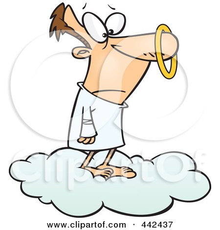 Royalty-Free (RF) Clip Art Illustration of a Cartoon Male Angel With A Halo On His Nose by toonaday