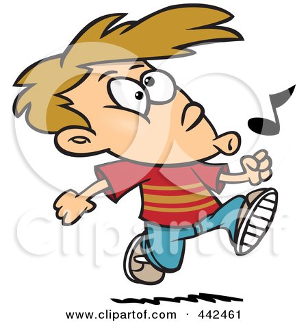 Royalty-Free (RF) Clip Art Illustration of a Cartoon Boy Walking And Whistling by toonaday