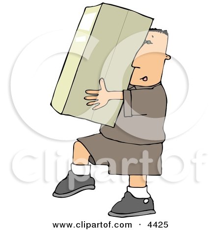 Delivery Man Carrying a Big Package/Box Clipart by djart