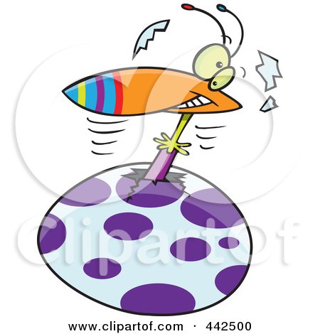 Royalty-Free (RF) Clip Art Illustration of a Cartoon Smiling Bird Hatching by toonaday
