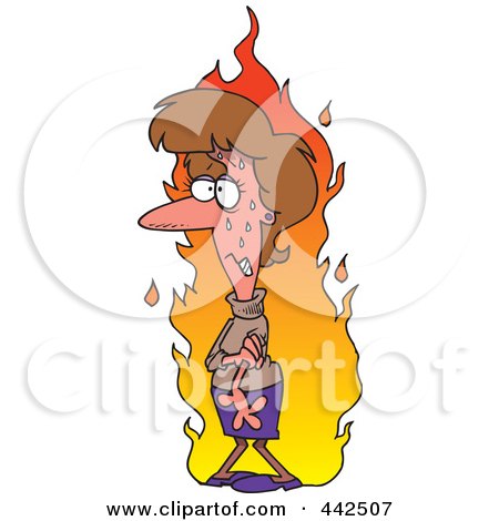 Royalty-Free (RF) Clip Art Illustration of a Cartoon Woman Experiencing A Hot Flash by toonaday