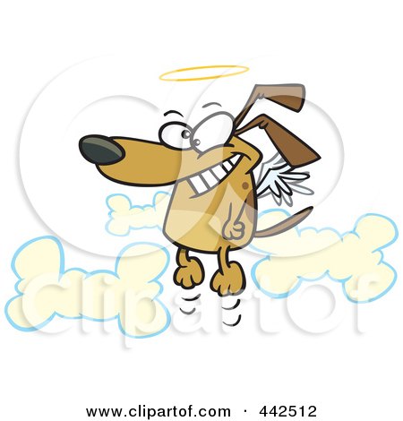 Royalty-Free (RF) Clip Art Illustration of a Cartoon Angel Dog In Heaven by toonaday