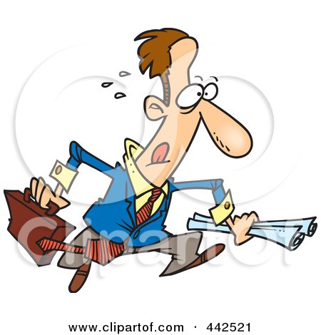 Royalty-Free (RF) Clip Art Illustration of a Cartoon Hasty Businessman Running by toonaday