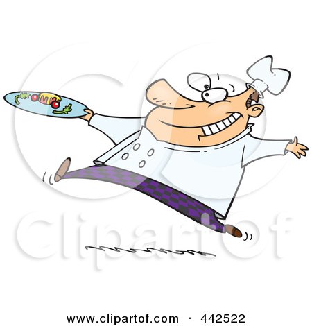 Royalty-Free (RF) Clip Art Illustration of a Cartoon Chef Serving Haute Cuisine by toonaday
