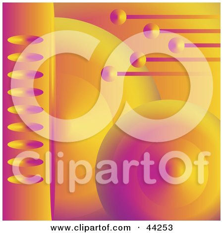 Clipart Illustration of a Futuristic Orange And Purple Orb Website Background by kaycee