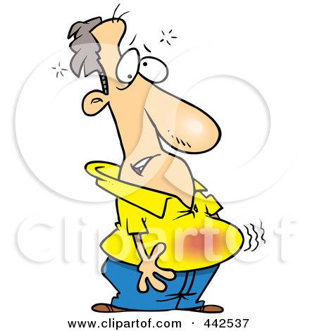 Royalty-Free (RF) Clip Art Illustration of a Cartoon Man With Heart Burn by toonaday