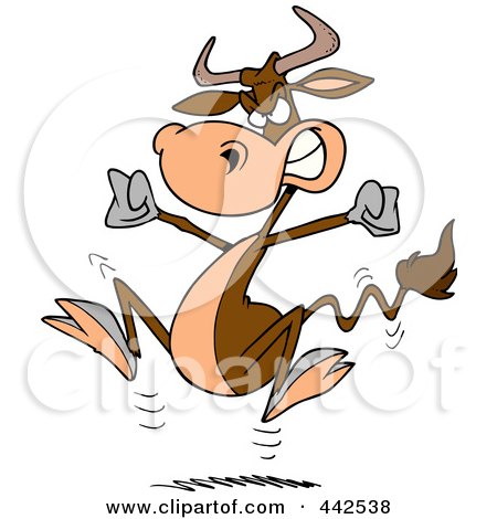 Royalty-Free (RF) Clip Art Illustration of a Cartoon Bull Having A Cow by toonaday
