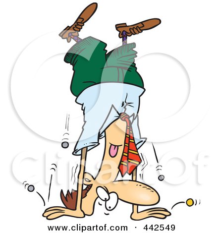 Royalty-Free (RF) Clip Art Illustration of Cartoon Coins Falling Out Of A Businessman's Pocket As He's Doing A Hand Stand by toonaday