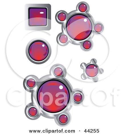 Clipart Illustration of a Collage Of Fancy Red And Purple Shiny Website Buttons by kaycee