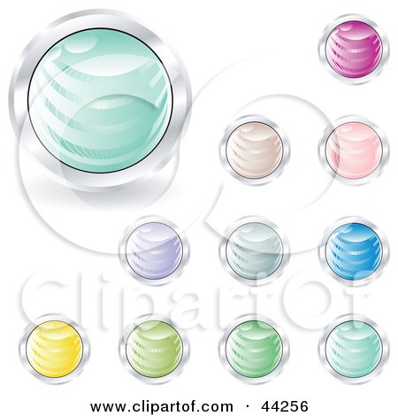 Clipart Illustration of a Collage Of Different Pastel Colored Shiny Website Buttons by kaycee
