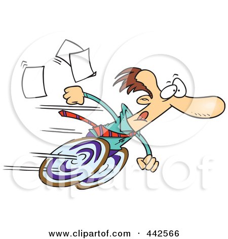 Royalty-Free (RF) Clip Art Illustration of a Cartoon Fast Businessman On Wheels by toonaday