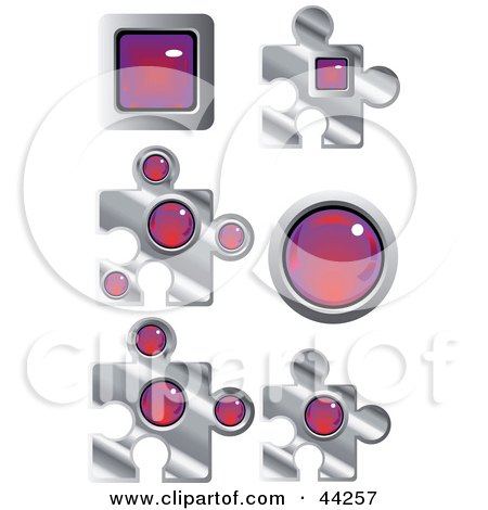 Clipart Illustration of a Collage Of Red Puzzle Shaped Website Buttons by kaycee