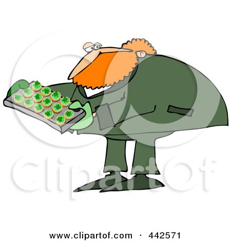 Royalty-Free (RF) Clip Art Illustration of a Leprechaun Making Cupcakes by djart