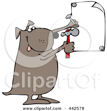 Royalty-Free (RF) Clip Art Illustration of a Dog Nailing Up A Sign by djart