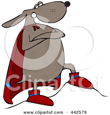 Royalty-Free (RF) Clip Art Illustration of a Super Hero Dog Standing Proudly In His Cape by djart