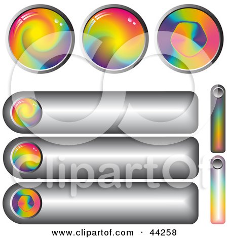 Clipart Illustration of a Collage Of Rainbow Spiral Website Buttons by kaycee