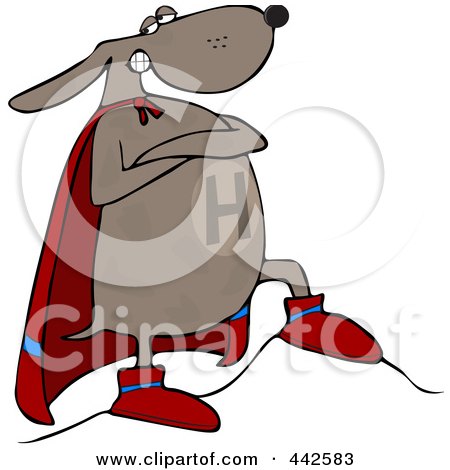 Royalty-Free (RF) Clip Art Illustration of a Super Dog Standing Proudly In His Cape by djart