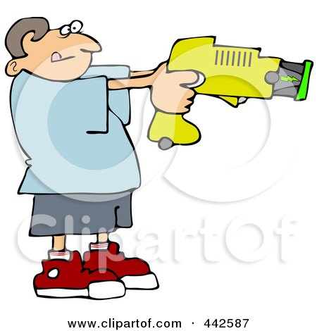 Royalty-Free (RF) Clip Art Illustration of a Young Man Using A Taser by djart
