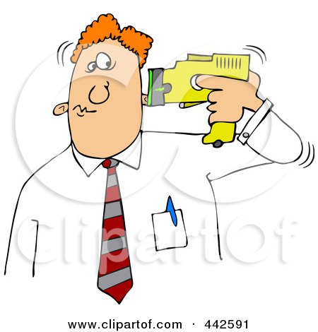 Royalty-Free (RF) Clip Art Illustration of a Businessman Holding A Taser To His Head by djart