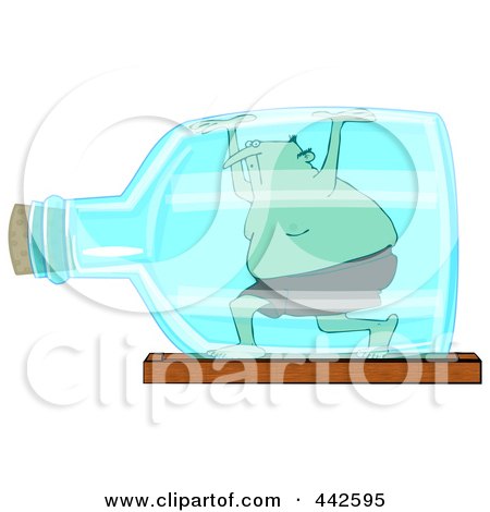 Royalty-Free (RF) Clip Art Illustration of a Man Trapped In A Bottle by djart