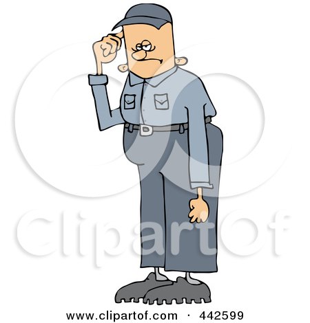 Royalty-Free (RF) Clip Art Illustration of a Tall Worker Man Scratching His Head by djart