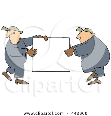 Royalty-Free (RF) Clip Art Illustration of Worker Men Carrying A Blank Sign by djart