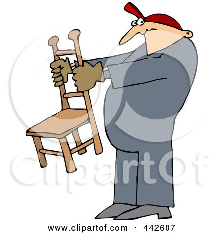Royalty-Free (RF) Clip Art Illustration of a Worker Man Holding A Chair by djart