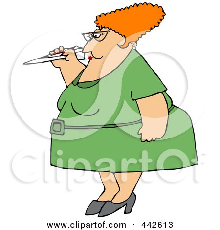 Royalty-Free (RF) Clip Art Illustration of a Red Haired Woman Throwing A Paper Airplane by djart