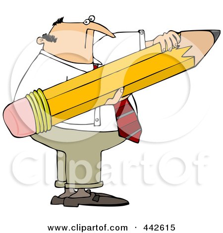 Royalty-Free (RF) Clip Art Illustration of a Businessman Holding A Large Pencil by djart