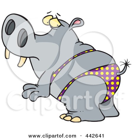 Royalty-Free (RF) Clip Art Illustration of a Cartoon Hippo In A Polka Dot Bikini by toonaday