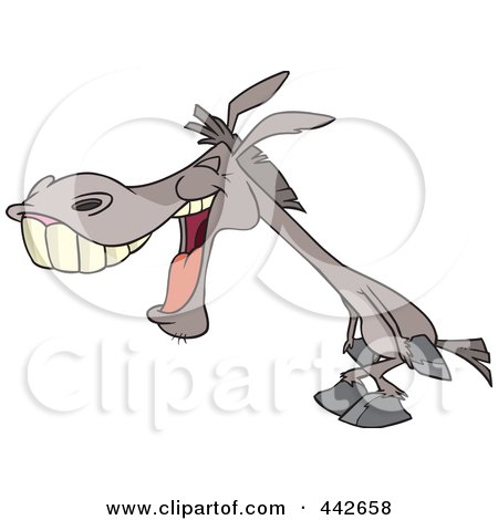 Royalty-Free (RF) Clip Art Illustration of a Cartoon Donkey Laughing by toonaday