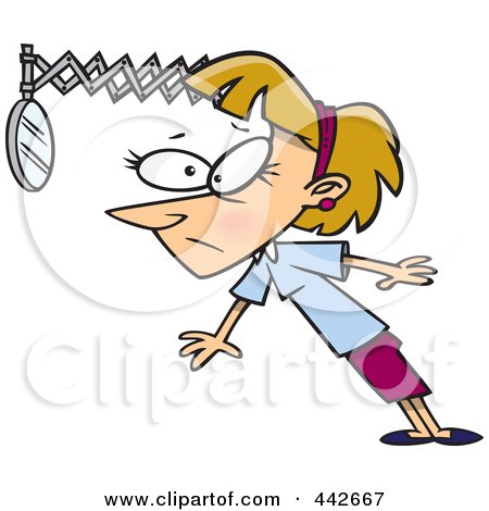 Royalty-Free (RF) Clip Art Illustration of a Cartoon Businesswoman Looking Back In Hind Sight by toonaday