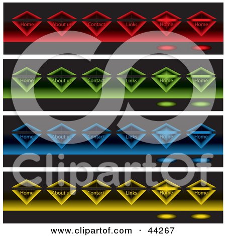 Clipart Illustration of a Collage Of Colorful Glowing Diamonds On Black by kaycee