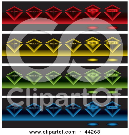 Clipart Illustration of a Collage Of Glowing Colorful Diamonds On Black by kaycee