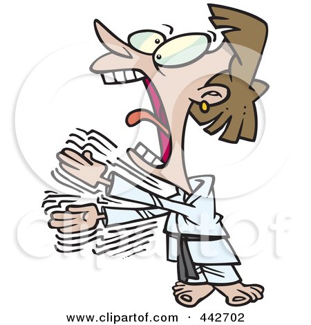 Royalty-Free (RF) Clip Art Illustration of a Cartoon Screaming Karate Woman by toonaday