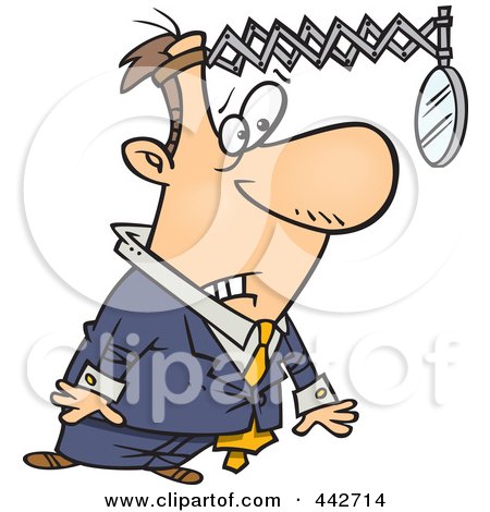 Royalty-Free (RF) Clip Art Illustration of a Cartoon Businessman Looking Back In Hind Sight by toonaday