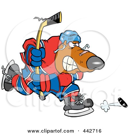 Royalty-Free (RF) Clip Art Illustration of a Cartoon Bear Hockey Player by toonaday