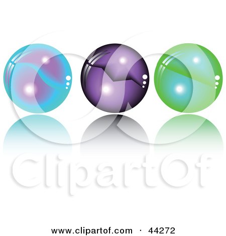 Clipart Illustration of a Collage Of Blue, Purple And Green Spheres With Orbs In Them by kaycee