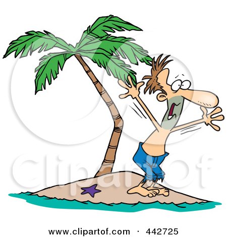 Royalty-Free (RF) Clip Art Illustration of a Cartoon Stranded Man Screaming For Help by toonaday