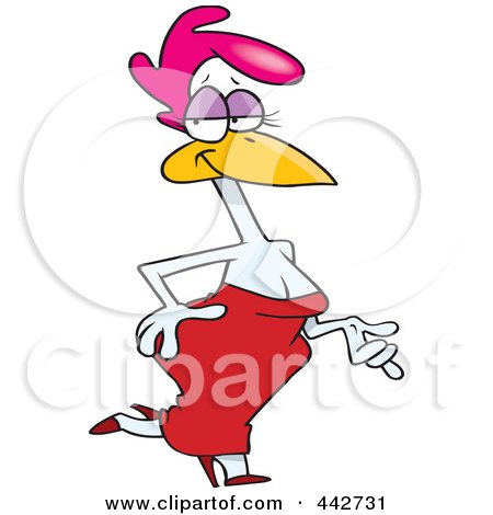 Royalty-Free (RF) Clip Art Illustration of a Cartoon Sexy Hen In A Red Dress by toonaday