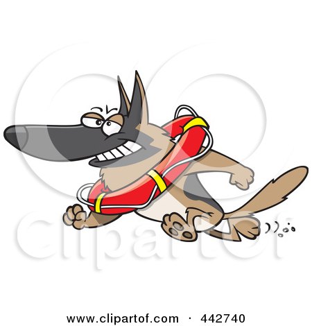Royalty-Free (RF) Clip Art Illustration of a Cartoon Lifeguard German Shepherd by toonaday