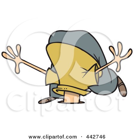 Royalty-Free (RF) Clip Art Illustration of a Cartoon Businessman With His Head In A Hole by toonaday